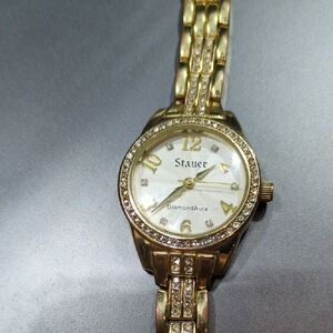 Stauer Gold Women's Watch with DiamondAura Accents